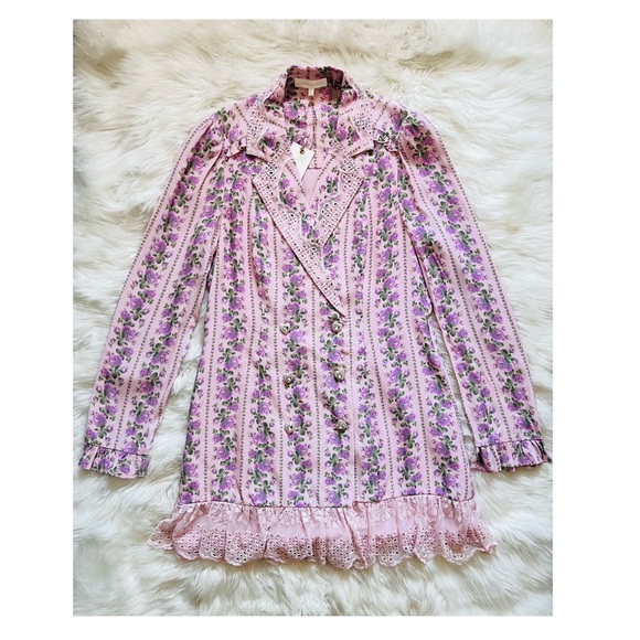 New! LOVESHACKFANCY Moonstone Mini Blazer Dress in Blushing Pink - Picture 9 of 16